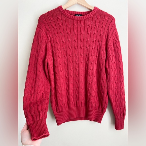 Jos A Bank Red Holiday Cable Knit Sweater size Medium - Picture 5 of 5